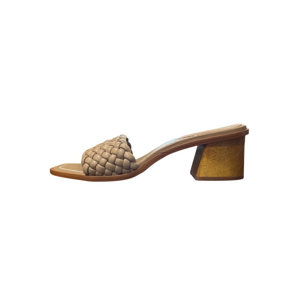 Bernardo Bethesda Woven Leather Beige Sandal Wood Block Heel Mule Womens Size 11 - Picture 8 of 8